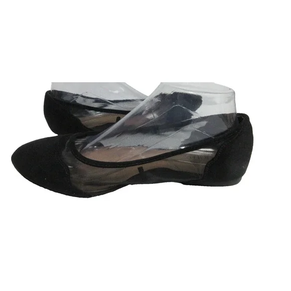 Torrid Women's Sz 9W Faux Black Suede/Mesh Almond Toe Ballet Flat - Picture 2 of 8